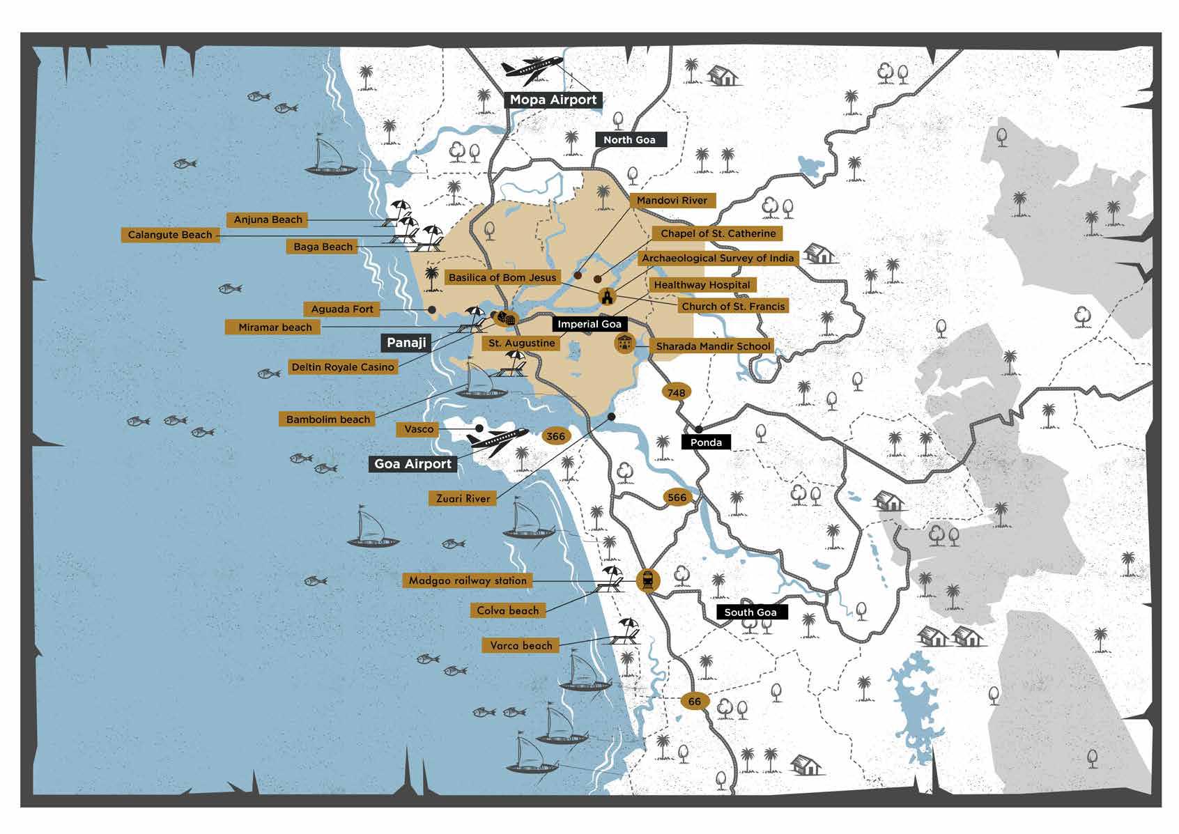 location map of the imperial goa from the house of abhinandan lodha hoabl